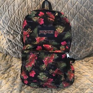 JanSport back back in black Hawaiian print